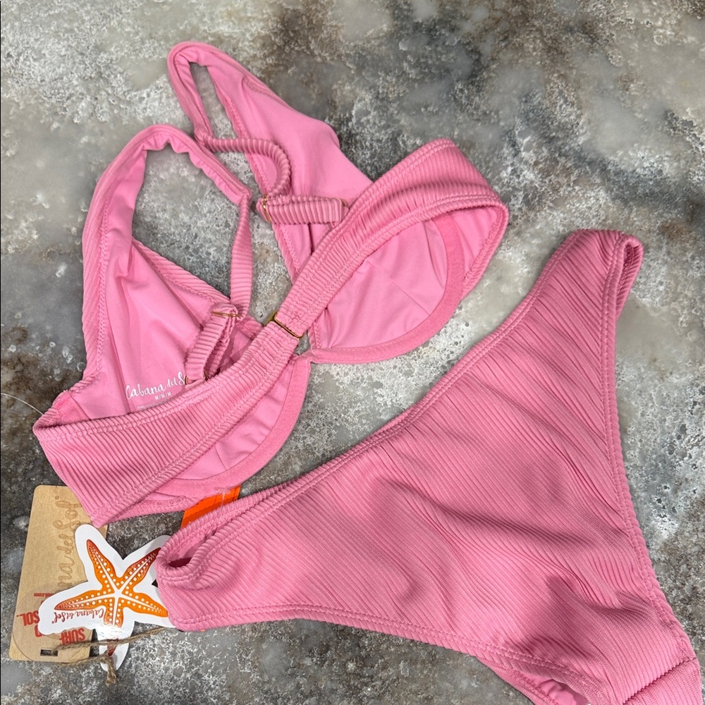 Pink Ribbed Bikini Set - Picture 2 of 2